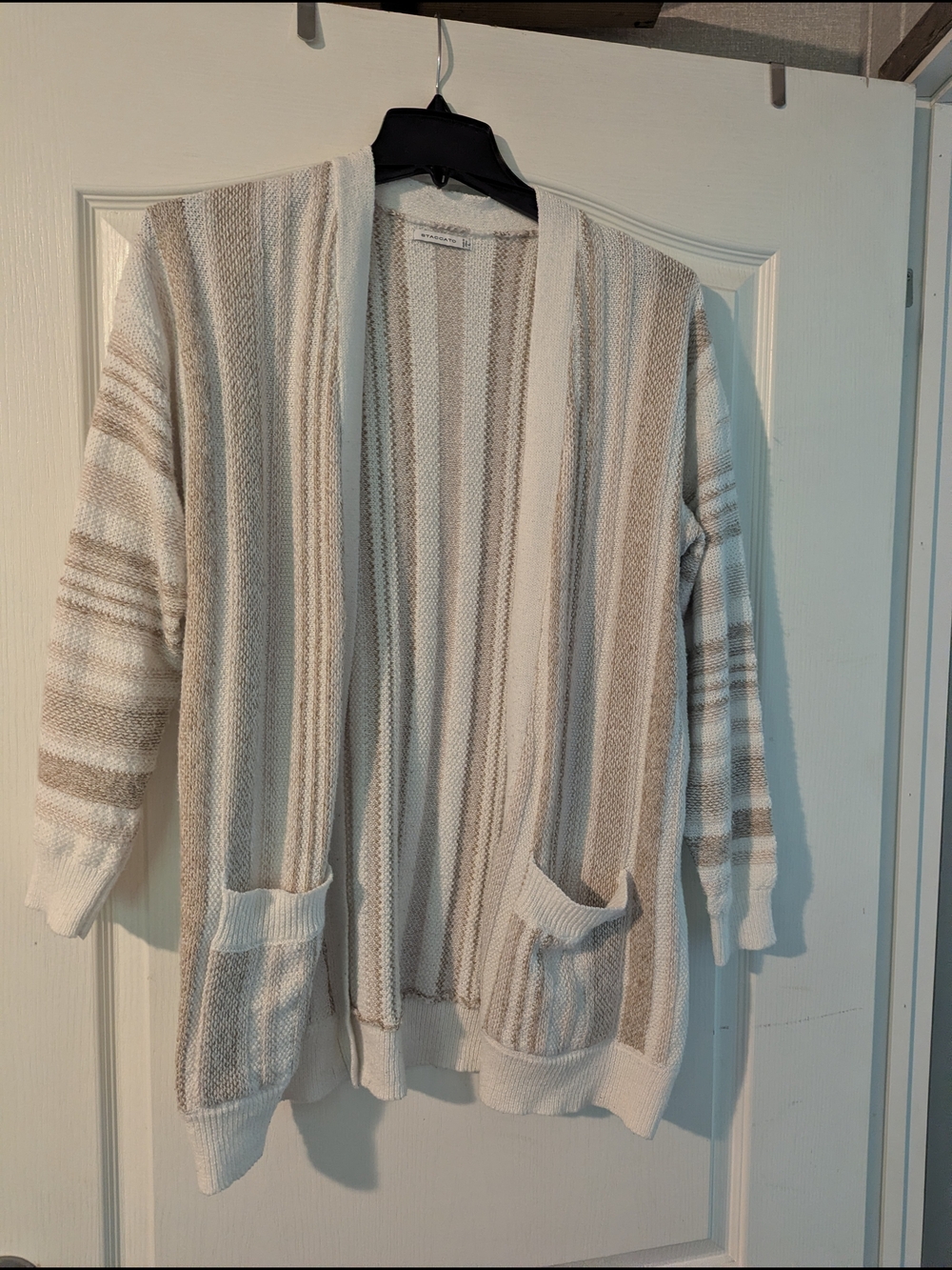 Tan And White Cardigan